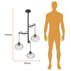 Lámpara de suspender DIADEM III - 3 luces E27 - Acabado negro 3 Lámpara de suspender DIADEM III - 3 luces E27 - Acabado negro - Imagen 3
