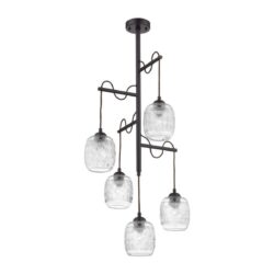 Lámpara de suspender FULU III - 5 luces E27 - Acabado negro