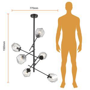 Lámpara de suspender CASTULA I - 6 luces E14 - Acabado negro 4 Lámpara de suspender CASTULA I - 6 luces E14 - Acabado negro - Imagen 4