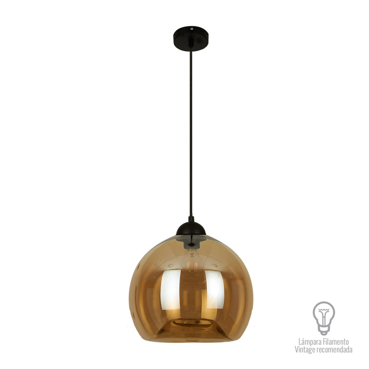 Lámpara de suspender ATENEA - 1 luz E27 - Acabado cristal ámbar 1 Lámpara de suspender ATENEA - 1 luz E27 - Acabado cristal ámbar