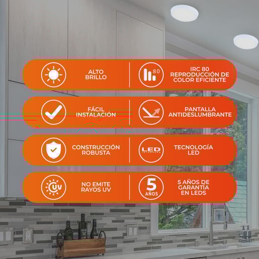 Plafón LED de sobreponer - 10W - Acabado blanco - Luz fría 3 Plafón LED de sobreponer - 10W - Acabado blanco - Luz fría - Imagen 3