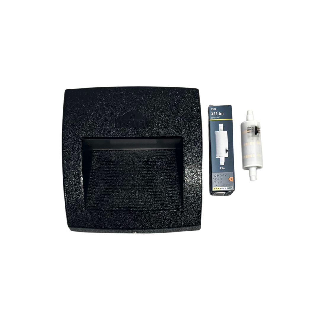 Lámpara para empotrar en pared de exterior – Con 1 luz R7s – Kelvin seleccionable - Acabado negro 3 Lámpara para empotrar en pared de exterior – Con 1 luz R7s – Kelvin seleccionable - Acabado negro - Imagen 3