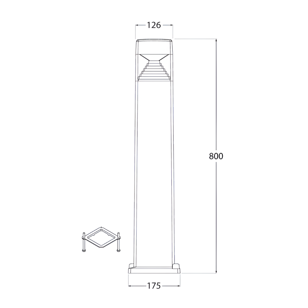 Bolardo – ESTER - Con 1 lámpara LED GX53 - Acabado negro 4 Bolardo – ESTER - Con 1 lámpara LED GX53 - Acabado negro - Imagen 4