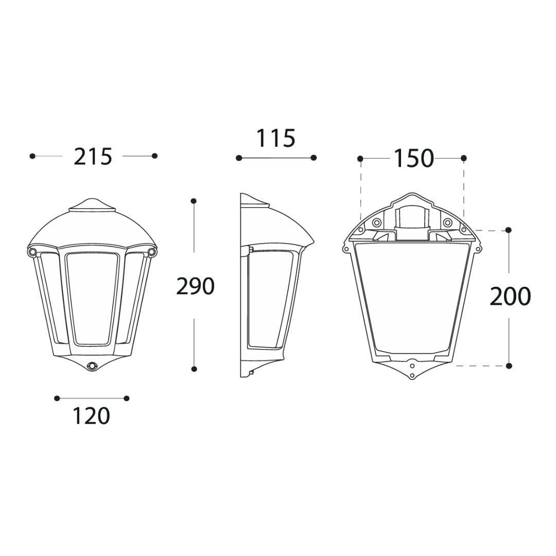 Farol de pared - Para 1 luz E27 - Acabado gris 4 Farol de pared - Para 1 luz E27 - Acabado gris - Imagen 4
