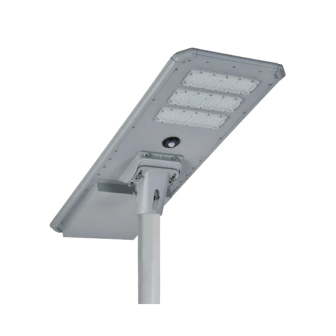 Lámpara solar en poste - LED integrado - 60W - Luz fría 1 Lámpara solar en poste - LED integrado - 60W - Luz fría