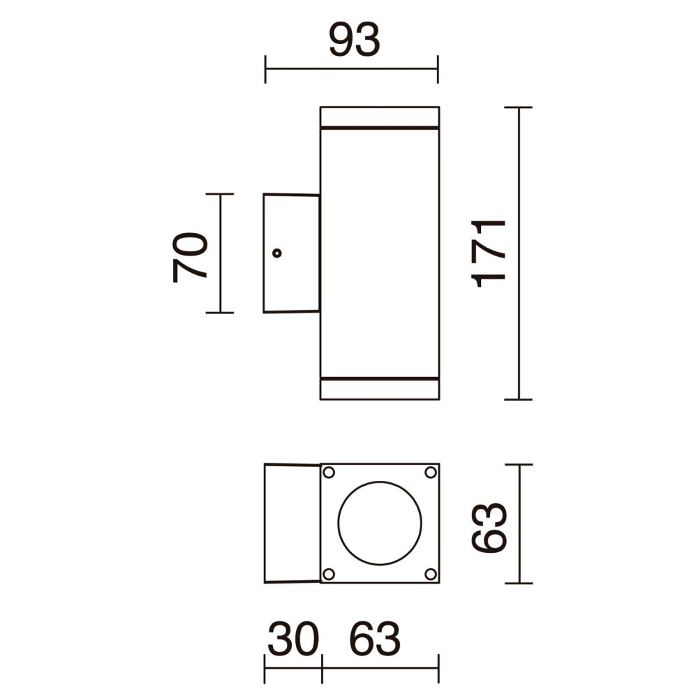 Lámpara de pared exterior - Para 1 luces GU10 - Acabado antracita 2 Lámpara de pared exterior - Para 1 luces GU10 - Acabado antracita - Imagen 2