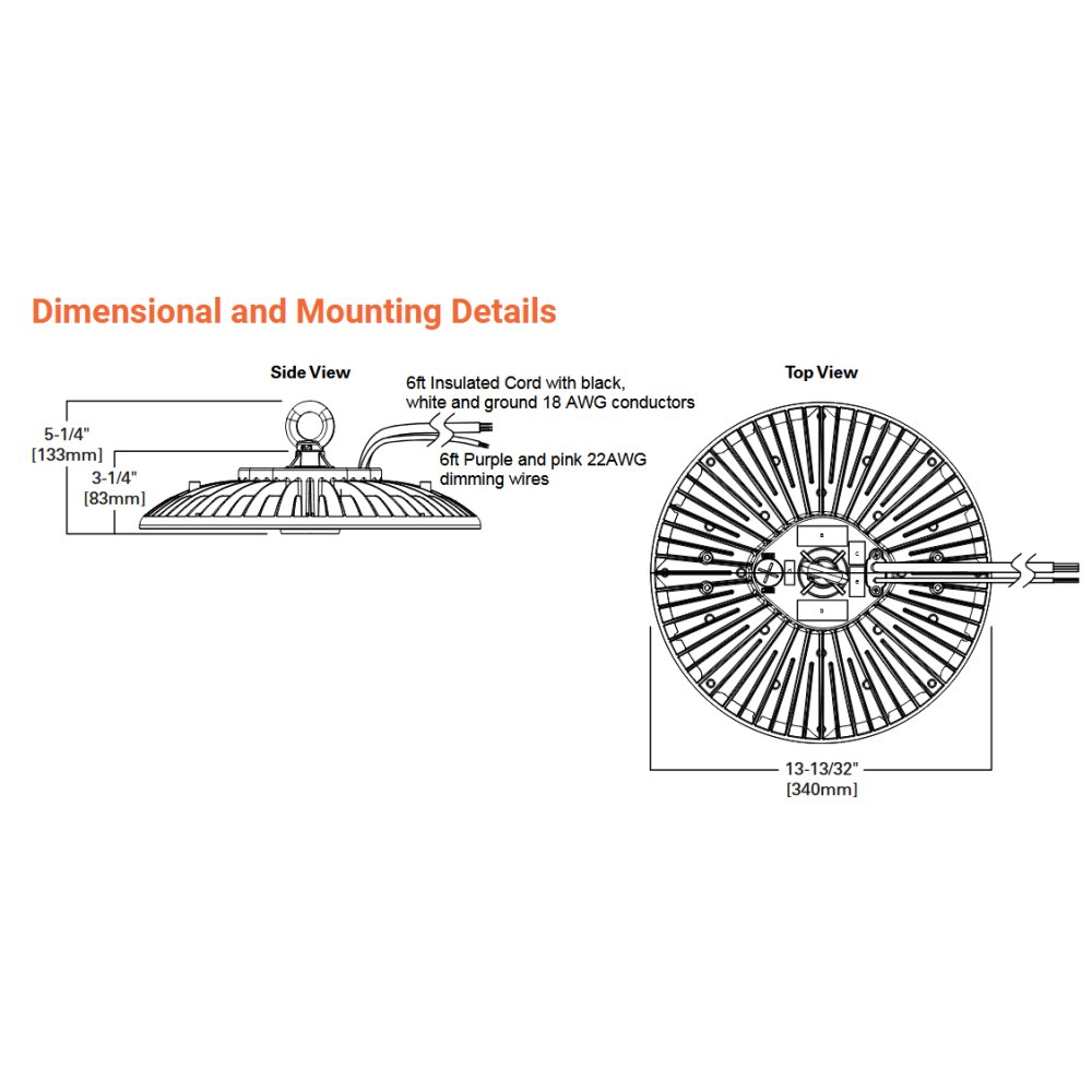 Lámpara industrial UFO - 120/150/180W - 3000/4000/5000K 6 Lámpara industrial UFO - 120/150/180W - 3000/4000/5000K - Imagen 6