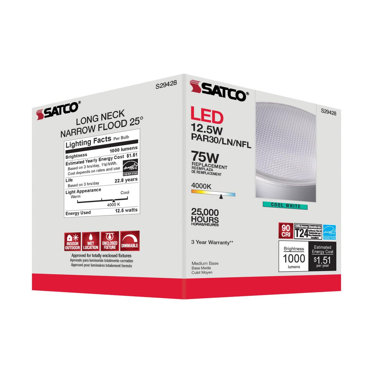 Reflector LED PAR30 cuello largo - Dimeable - 12.5W - Luz neutra - Haz 25° 11 Reflector LED PAR30 cuello largo - Dimeable - 12.5W - Luz neutra - Haz 25° - Imagen 11