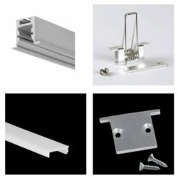 Perfil para cinta LED - Aluminio Anodizado - De empotrar - Lente frosted