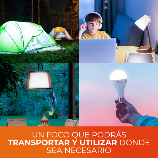 Bombillo LED recargable - 9W - Luz cálida 5 Bombillo LED recargable - 9W - Luz cálida - Imagen 5