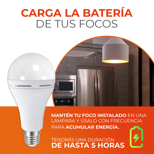 Bombillo LED recargable - 9W - Luz cálida 3 Bombillo LED recargable - 9W - Luz cálida - Imagen 3