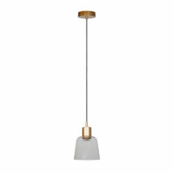 Lámpara de suspender BOSONA - 10.5W - Acabado cristal/canope dorado - Luz cálida