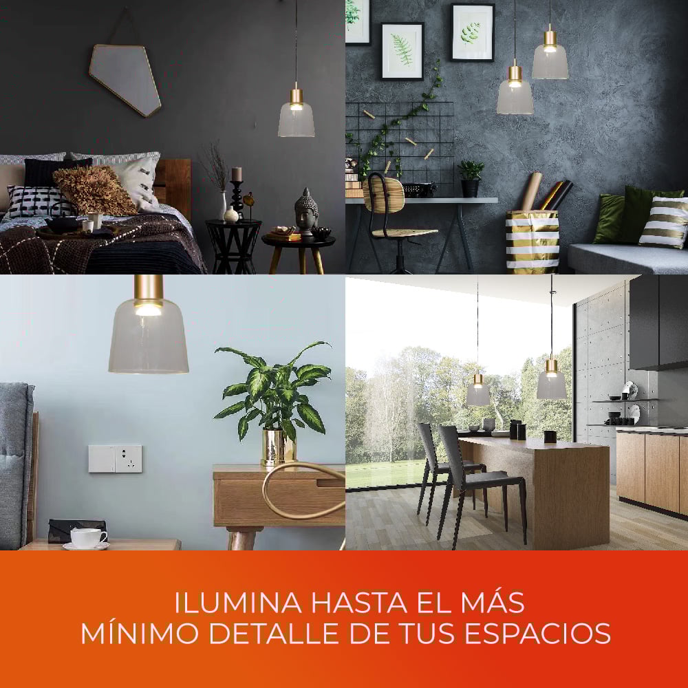 Lámpara de suspender BOSONA - 10.5W - Acabado cristal/canope dorado - Luz cálida 5 Lámpara de suspender BOSONA - 10.5W - Acabado cristal/canope dorado - Luz cálida - Imagen 5