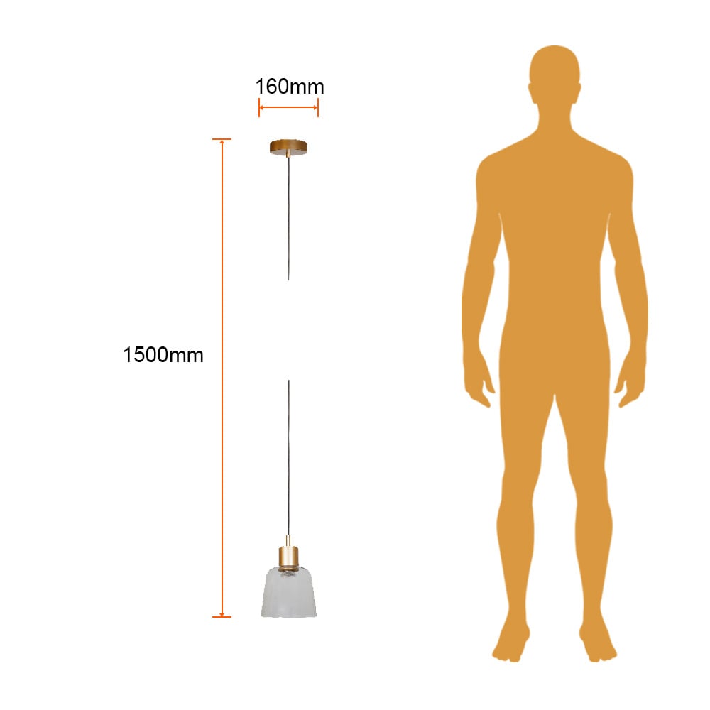 Lámpara de suspender BOSONA - 10.5W - Acabado cristal/canope dorado - Luz cálida 8 Lámpara de suspender BOSONA - 10.5W - Acabado cristal/canope dorado - Luz cálida - Imagen 8