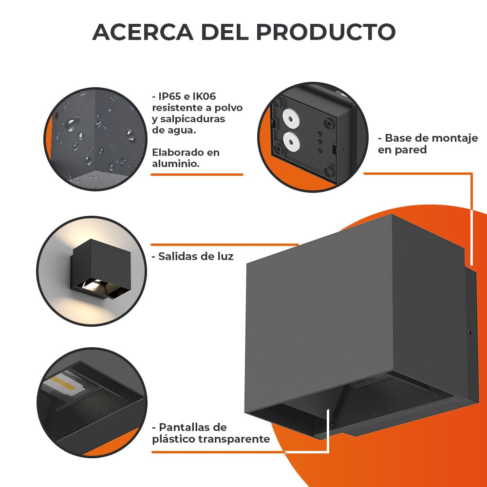 Lámpara de pared interior - LED Integrado - 10W - Luz cálida - Acabado negro 6 Lámpara de pared interior - LED Integrado - 10W - Luz cálida - Acabado negro - Imagen 6