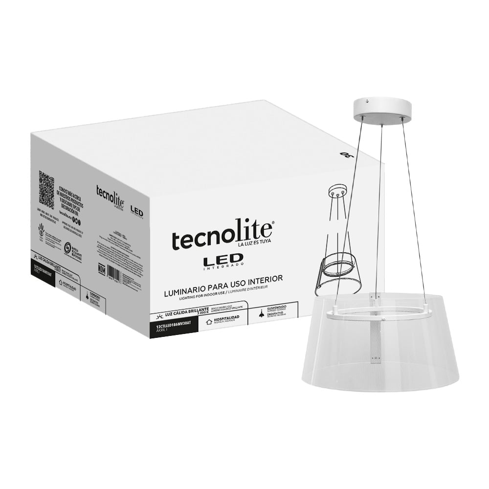 Lámpara de suspender AKRIL I - 12W - Acabado blanco - Luz cálida 3 Lámpara de suspender AKRIL I - 12W - Acabado blanco - Luz cálida - Imagen 3