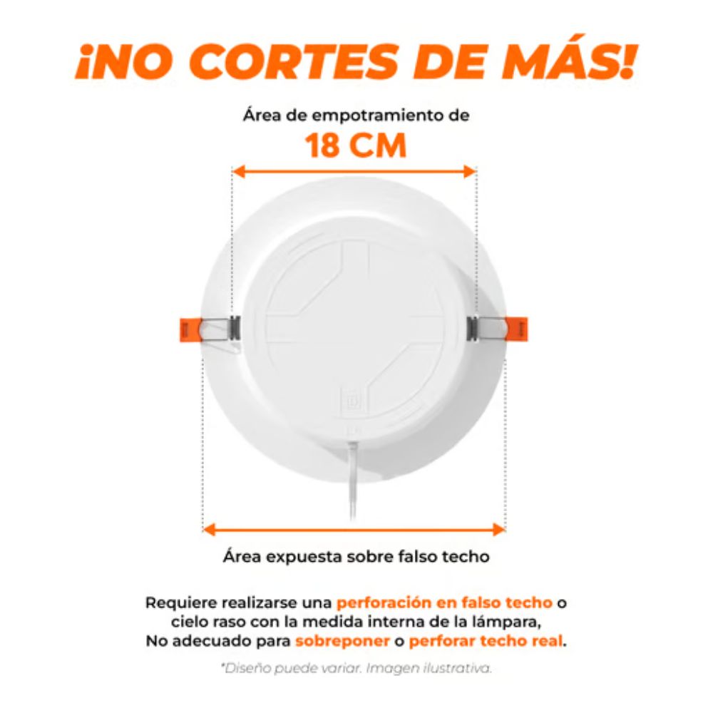 Ojo de buey empotrable LED - 18W - Acabado blanco - Luz cálida 7 Ojo de buey empotrable LED - 18W - Acabado blanco - Luz cálida - Imagen 7
