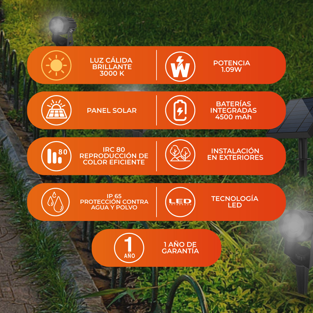 Lámpara solar set de reflectores - Todo en uno - 1W - Luz cálida 4 Lámpara solar set de reflectores - Todo en uno - 1W - Luz cálida - Imagen 4