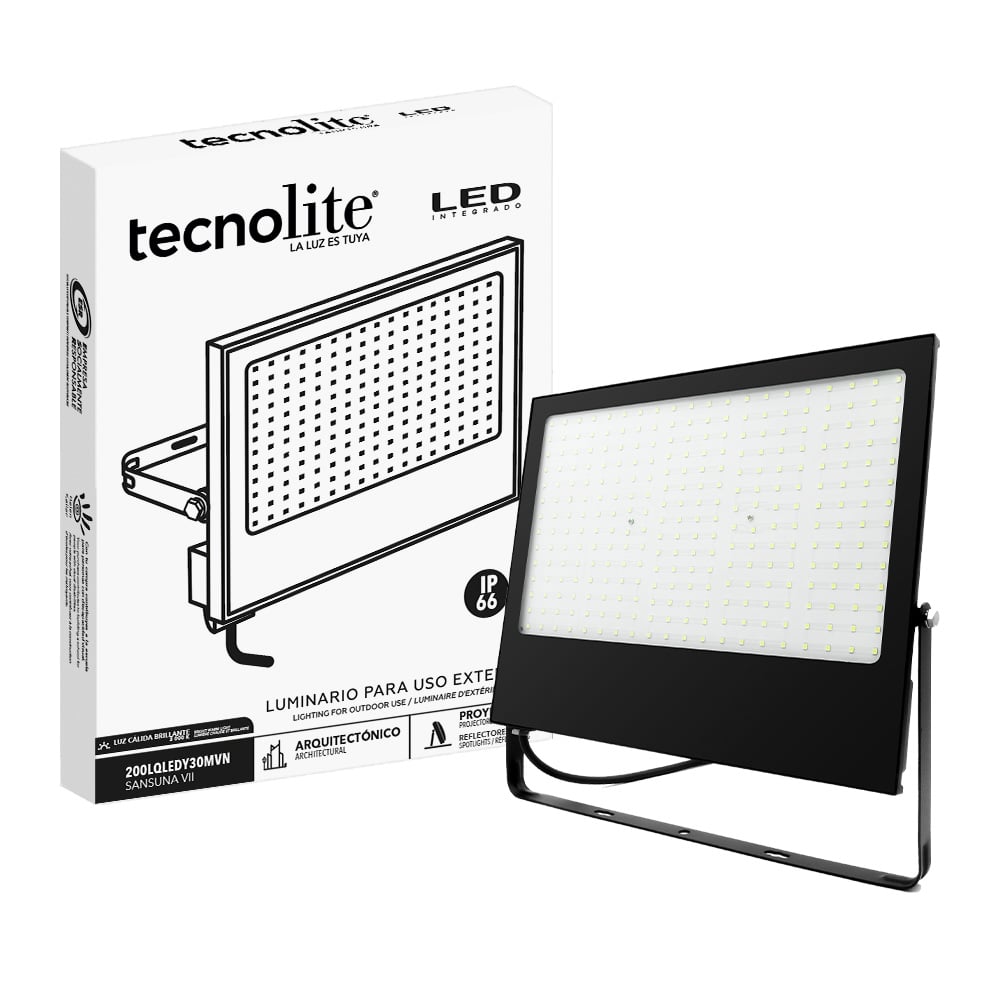 Reflector de exterior - LED integrado - 200W - Luz cálida 3 Reflector de exterior - LED integrado - 200W - Luz cálida - Imagen 3