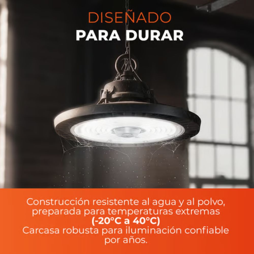 Lámpara industrial UFO - LED integrado - 200W - Luz fría 9 Lámpara industrial UFO - LED integrado - 200W - Luz fría - Imagen 9