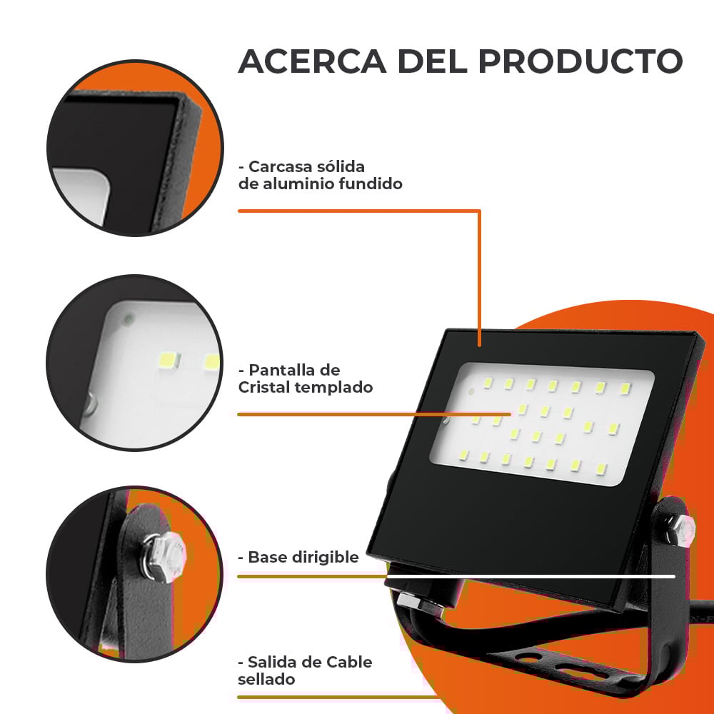 Reflector de exterior - LED integrado - 20W - Luz cálida 6 Reflector de exterior - LED integrado - 20W - Luz cálida - Imagen 6