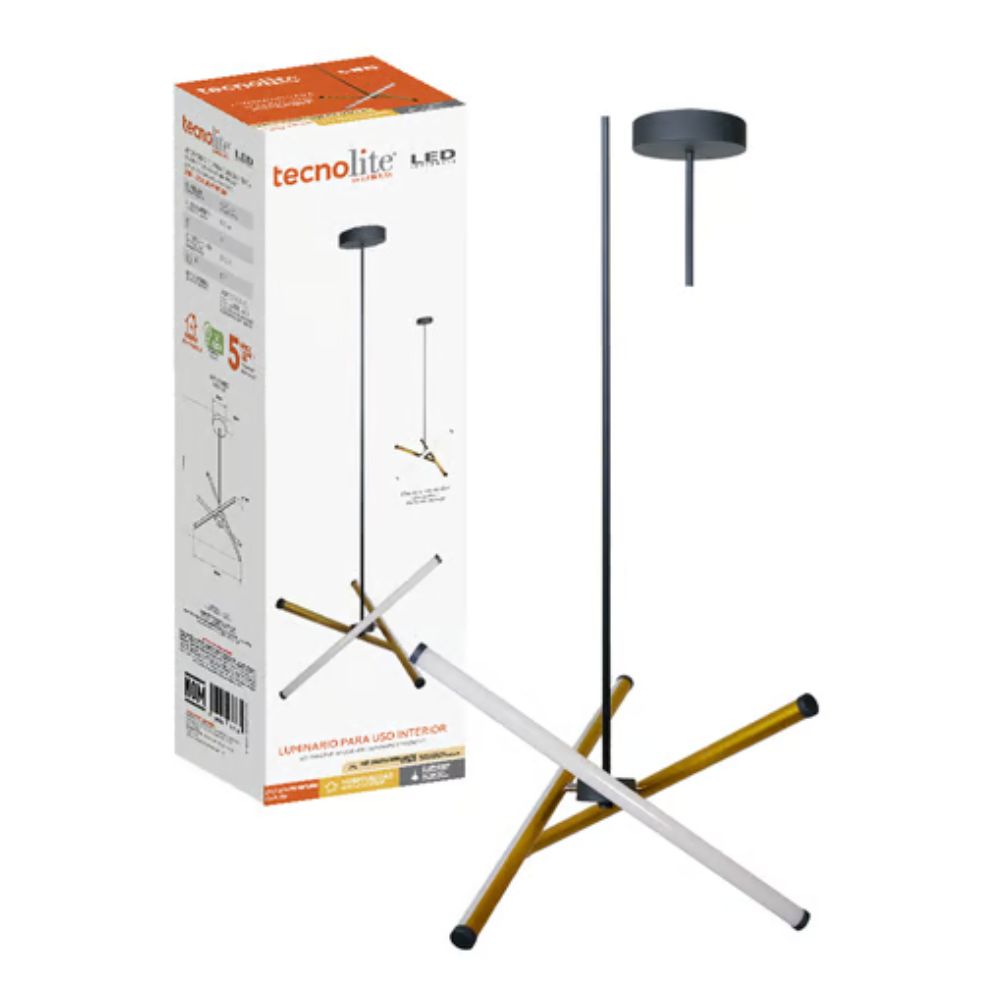 Lámpara de suspender CARTER - 22.5W - Acabado negro/dorado - Luz cálida 3 Lámpara de suspender CARTER - 22.5W - Acabado negro/dorado - Luz cálida - Imagen 3