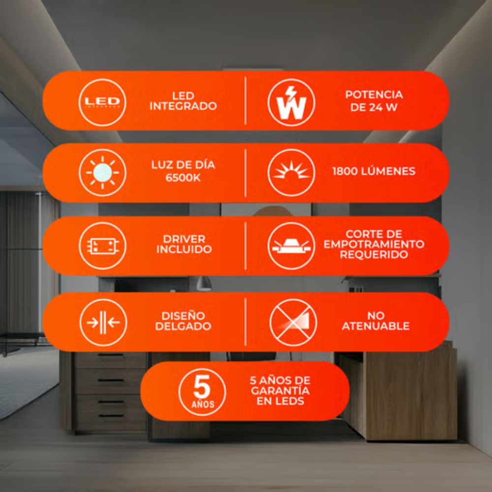 Ojo de buey empotrable LED - 24W - Acabado blanco - Luz fría 4 Ojo de buey empotrable LED - 24W - Acabado blanco - Luz fría - Imagen 4