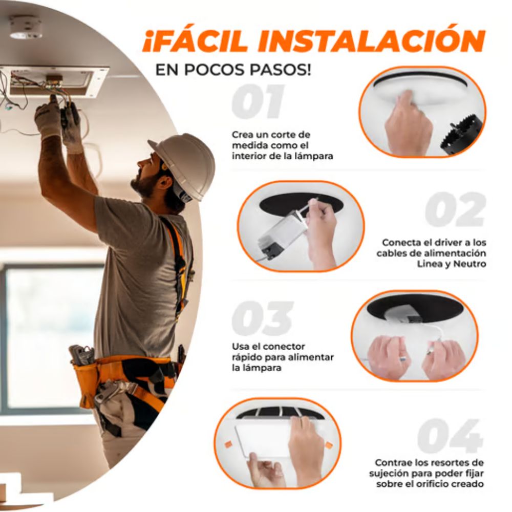 Ojo de buey empotrable LED - 24W - Acabado blanco - Luz fría 7 Ojo de buey empotrable LED - 24W - Acabado blanco - Luz fría - Imagen 7