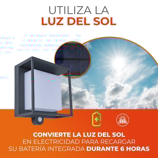 Lámpara solar de pared - Todo en uno - 3W - Luz cálida 6 Lámpara solar de pared - Todo en uno - 3W - Luz cálida - Imagen 6