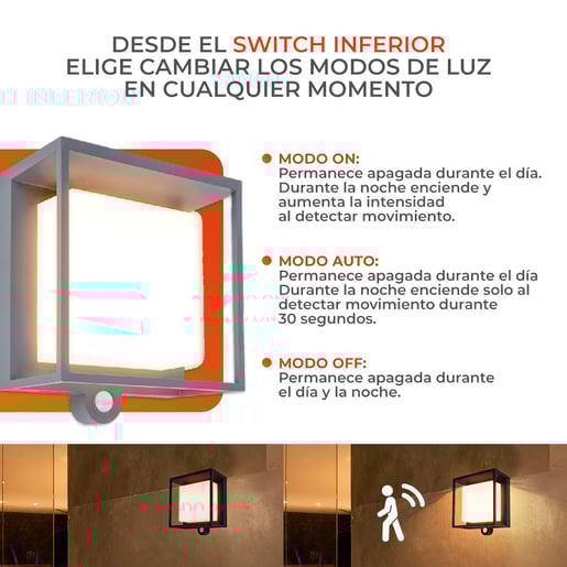 Lámpara solar de pared - Todo en uno - 3W - Luz cálida 8 Lámpara solar de pared - Todo en uno - 3W - Luz cálida - Imagen 8
