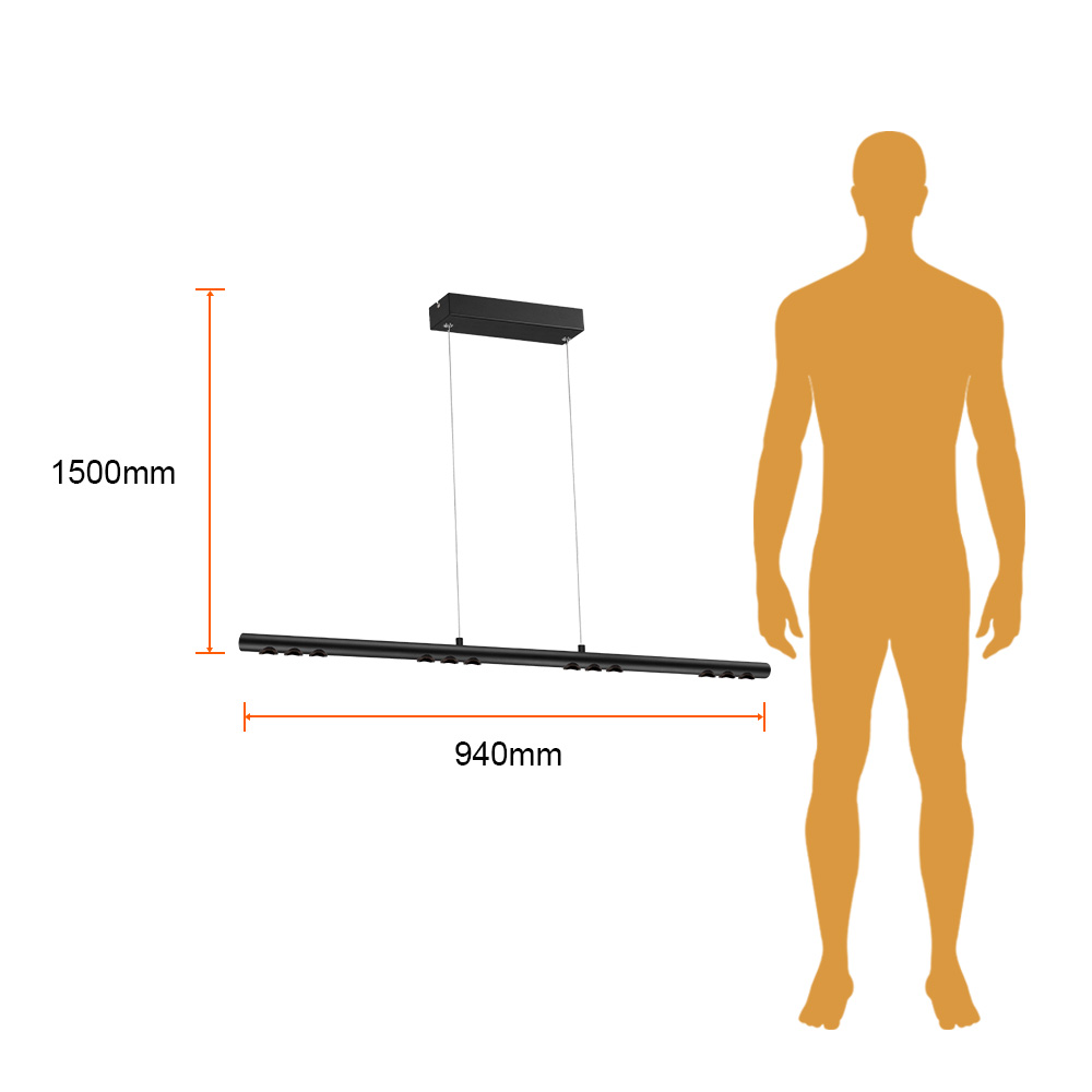 Lámpara de suspender ZUBENE V - 43W - Acabado negro - Luz cálida 5 Lámpara de suspender ZUBENE V - 43W - Acabado negro - Luz cálida - Imagen 5