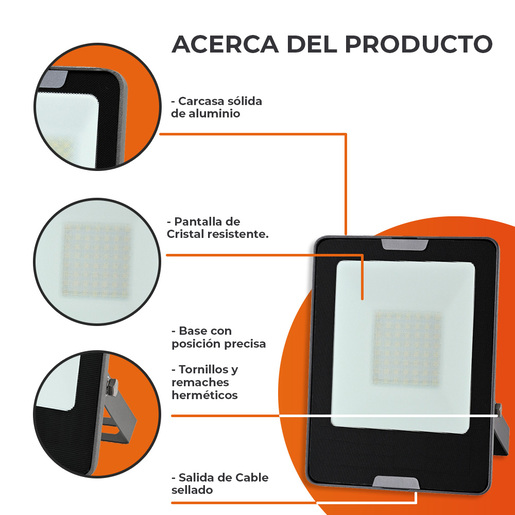 Reflector de exterior - LED integrado - 50W - Luz fría 8 Reflector de exterior - LED integrado - 50W - Luz fría - Imagen 8