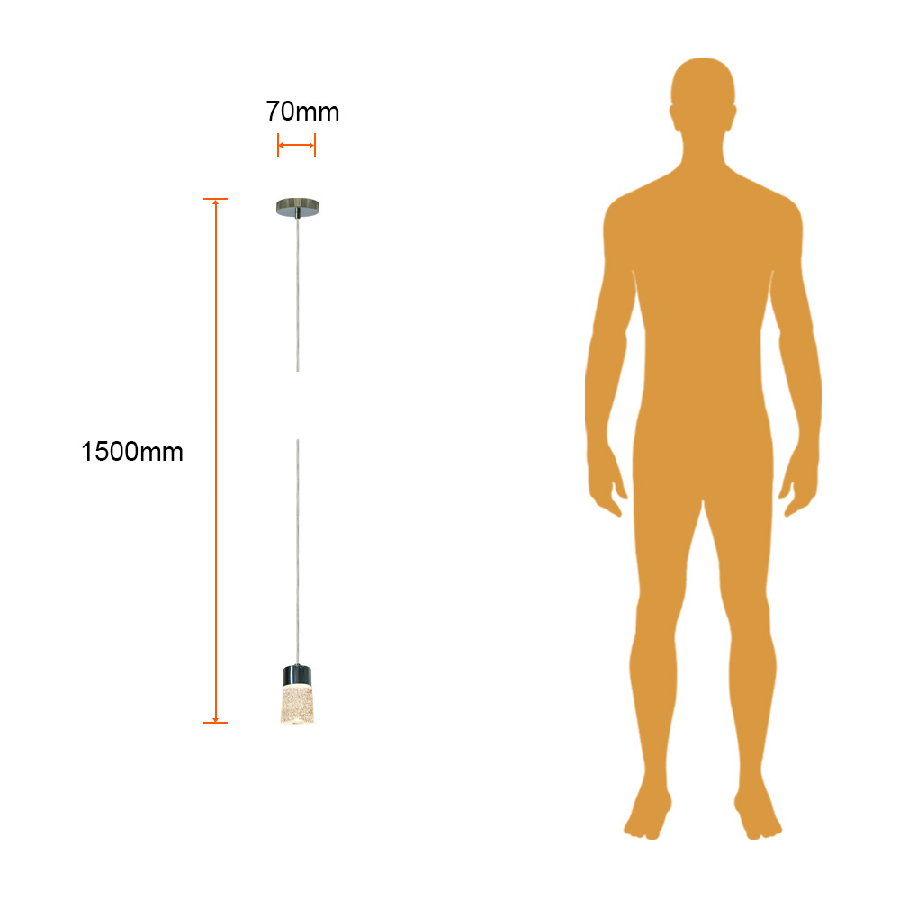 Lámpara de suspender AXOLO II - 5.5W - Acabado cromado / vidrio transparente - Luz cálida 5 Lámpara de suspender AXOLO II - 5.5W - Acabado cromado / vidrio transparente - Luz cálida - Imagen 5