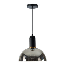 Lámpara de suspender IRENA I - 1 luz E27 - Acabado negro / humo