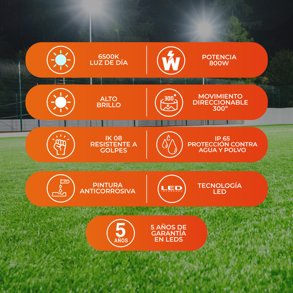 Reflector de exterior - LED integrado - 800W - Luz fría 3 Reflector de exterior - LED integrado - 800W - Luz fría - Imagen 3