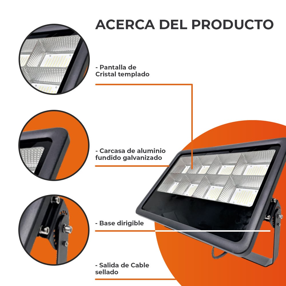 Reflector de exterior - LED integrado - 800W - Luz fría 5 Reflector de exterior - LED integrado - 800W - Luz fría - Imagen 5