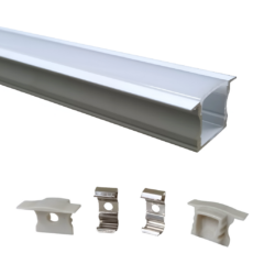 Perfil para cinta LED - Para interior - Aluminio - De Empotrar - Lente satinado