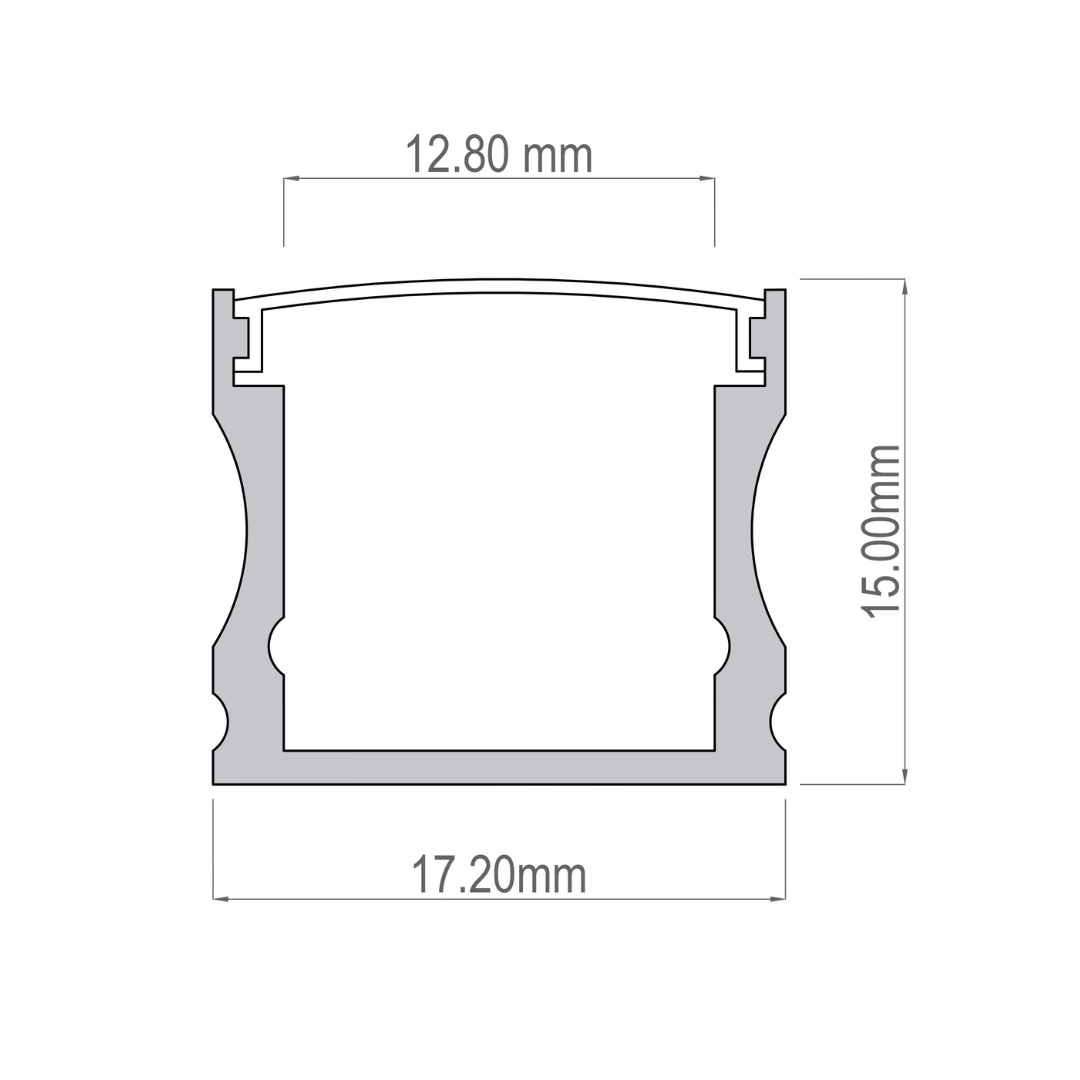 Perfil para cinta LED - Para interior - Aluminio - De Sobreponer - Lente satinado 2 Perfil para cinta LED - Para interior - Aluminio - De Sobreponer - Lente satinado - Imagen 2
