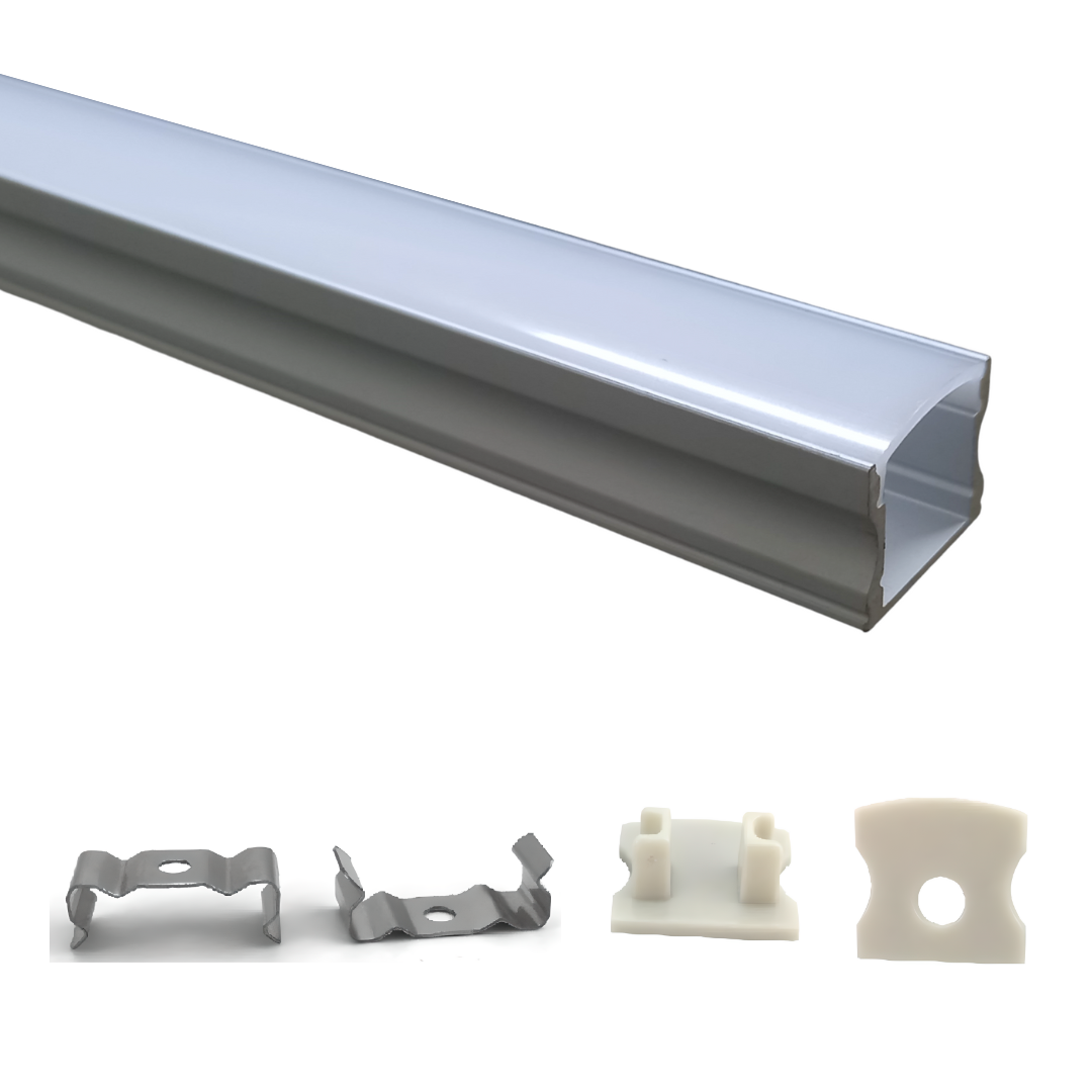 Perfil para cinta LED - Para interior - Aluminio - De Sobreponer - Lente satinado 1 Perfil para cinta LED - Para interior - Aluminio - De Sobreponer - Lente satinado
