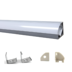 Perfil para cinta LED - Para interior - Aluminio - De Sobreponer - Lente satinado