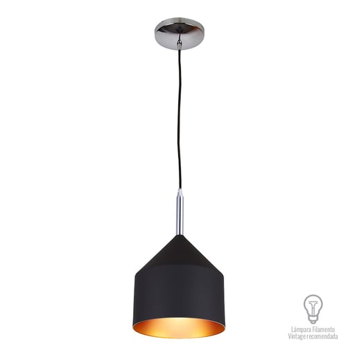 Lámpara de suspender AUVA - 1 Luz E27 - Acabado Negro 2 Lámpara de suspender AUVA - 1 Luz E27 - Acabado Negro - Imagen 2