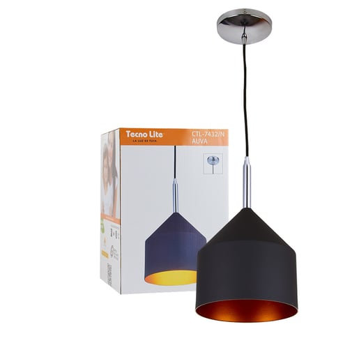 Lámpara de suspender AUVA - 1 Luz E27 - Acabado Negro 3 Lámpara de suspender AUVA - 1 Luz E27 - Acabado Negro - Imagen 3
