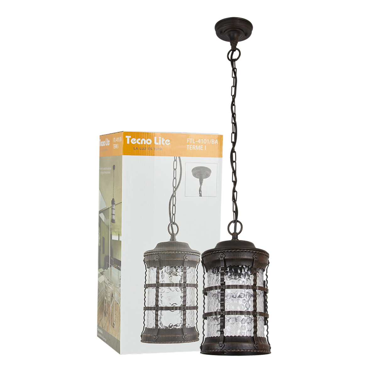 Farol para suspender - 26W - Para 1 luz E27 - Acabado Bronce Antiguo 3 Farol para suspender - 26W - Para 1 luz E27 - Acabado Bronce Antiguo - Imagen 3