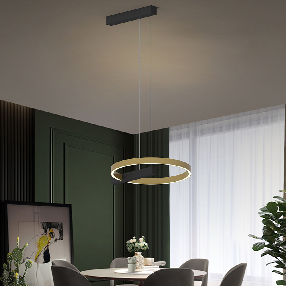 Lámpara de suspender AZORES - 34W - Acabado negro/dorado - Luz cálida 4 Lámpara de suspender AZORES - 34W - Acabado negro/dorado - Luz cálida - Imagen 4