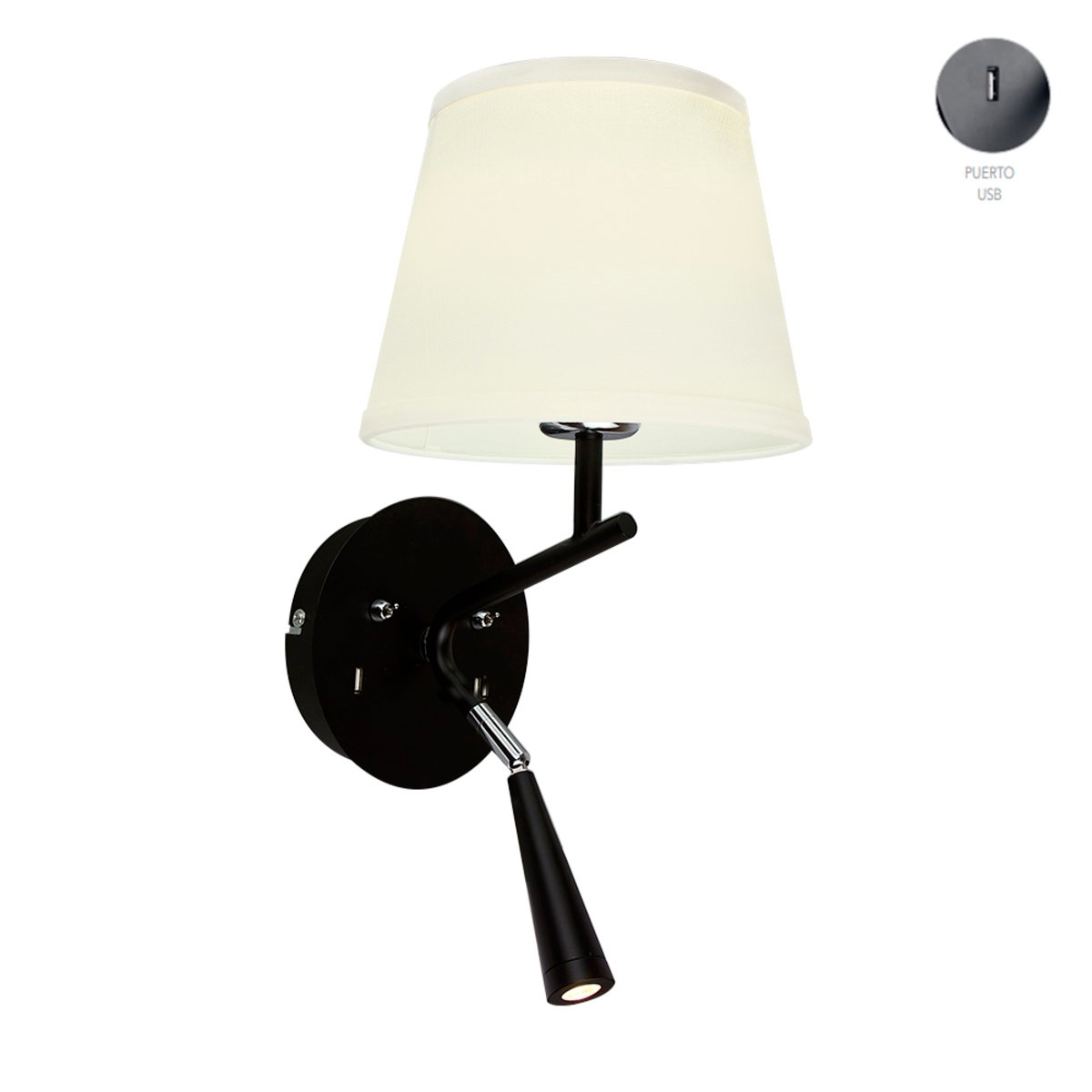 Lámpara de pared interior - Para 1 luz E27 - Acabado blanco 2 Lámpara de pared interior - Para 1 luz E27 - Acabado blanco - Imagen 2