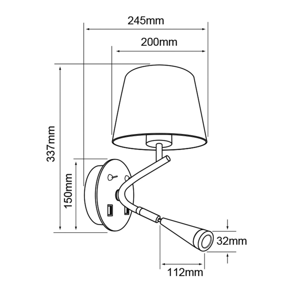 Lámpara de pared interior - Para 1 luz E27 - Acabado blanco 6 Lámpara de pared interior - Para 1 luz E27 - Acabado blanco - Imagen 6