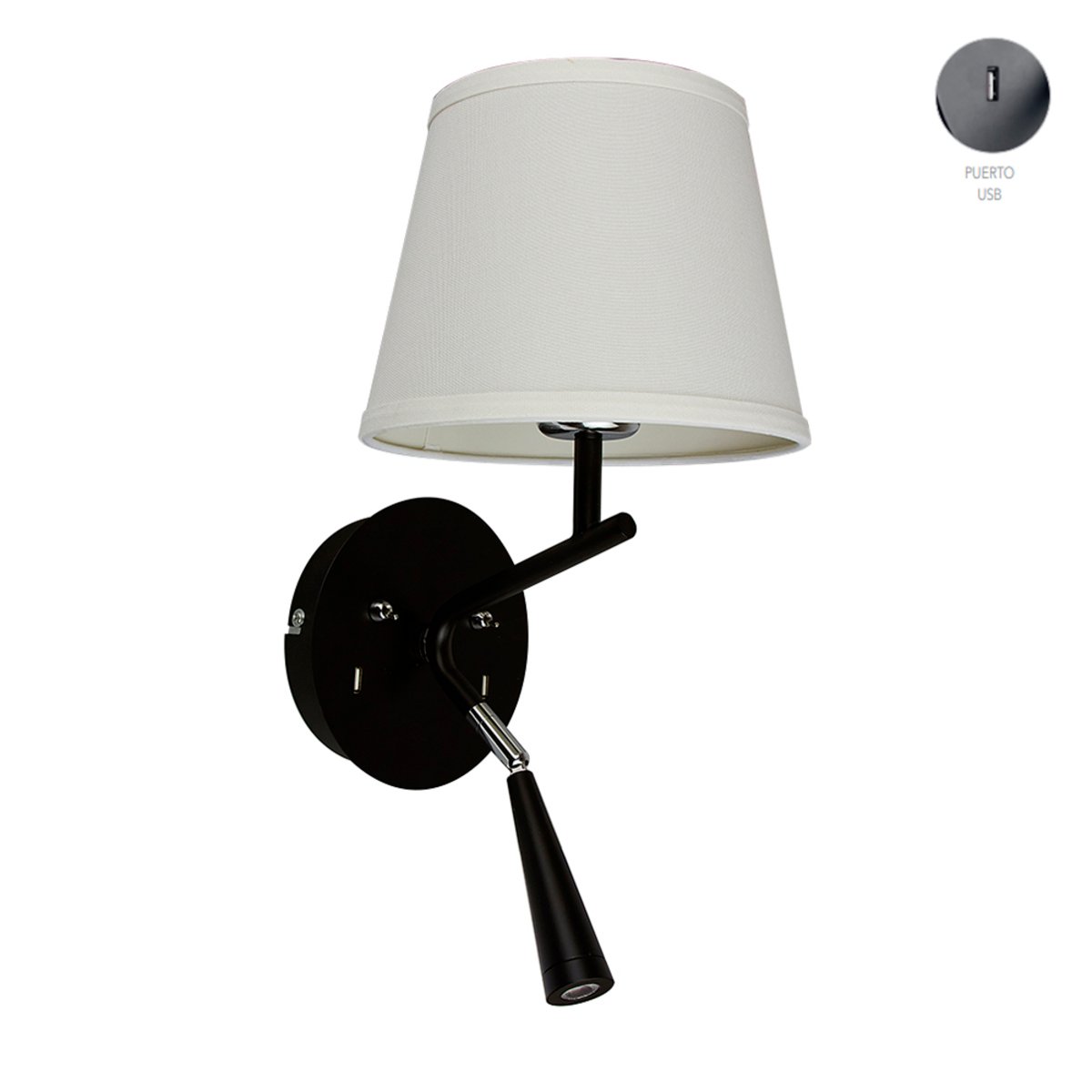 Lámpara de pared interior - Para 1 luz E27 - Acabado blanco 1 Lámpara de pared interior - Para 1 luz E27 - Acabado blanco